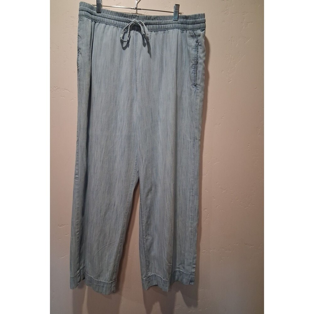 Sonoma Women's Size 0X Wide Leg Cotton Blend Light Blue Pants Flowy Beach Cruise